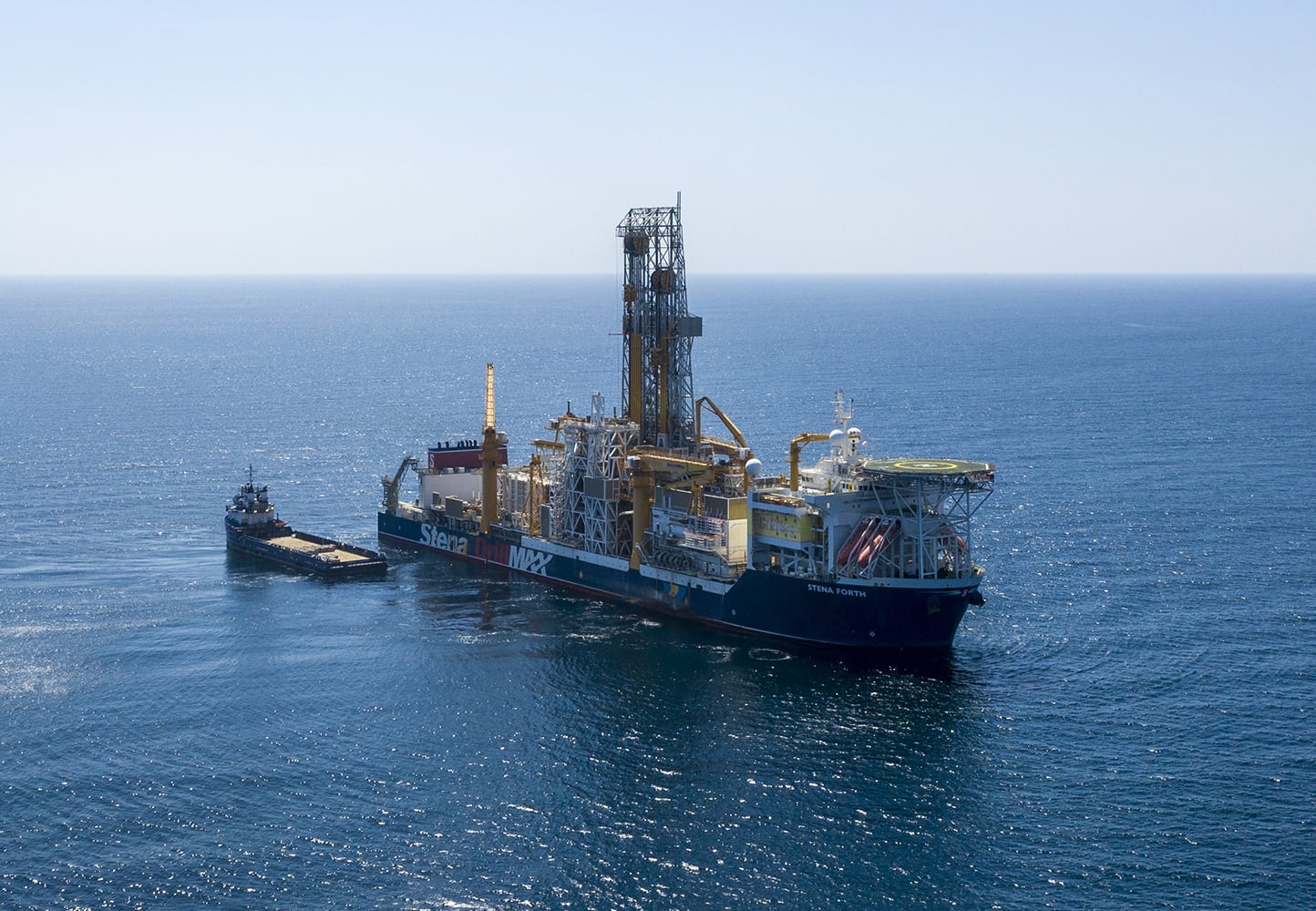 A drilling vessel in the sea