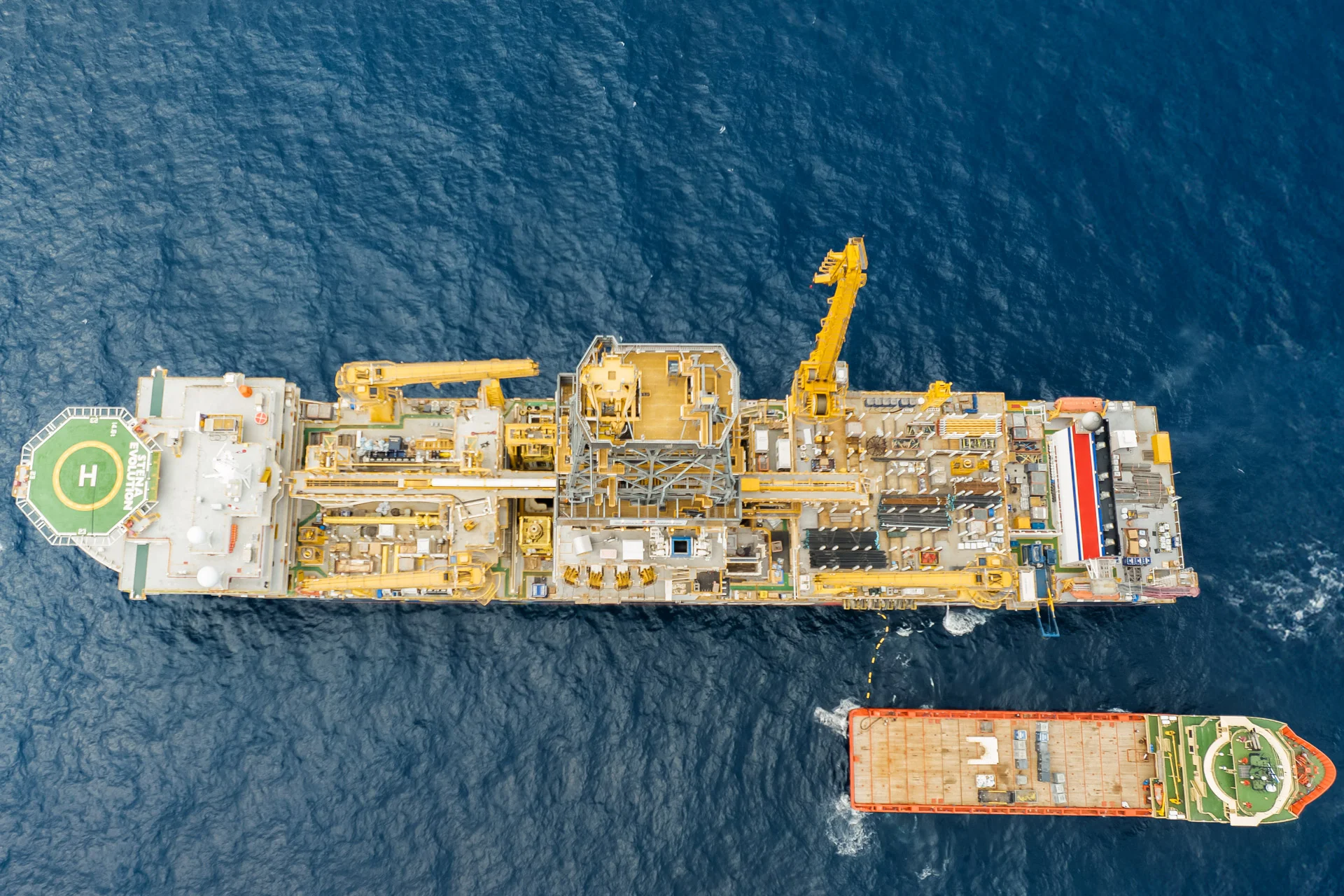 Aerial view of two drillships
